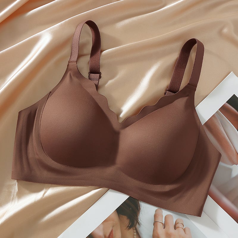 Women Seamless Bras No Underwire Scalloped Push Up Bras