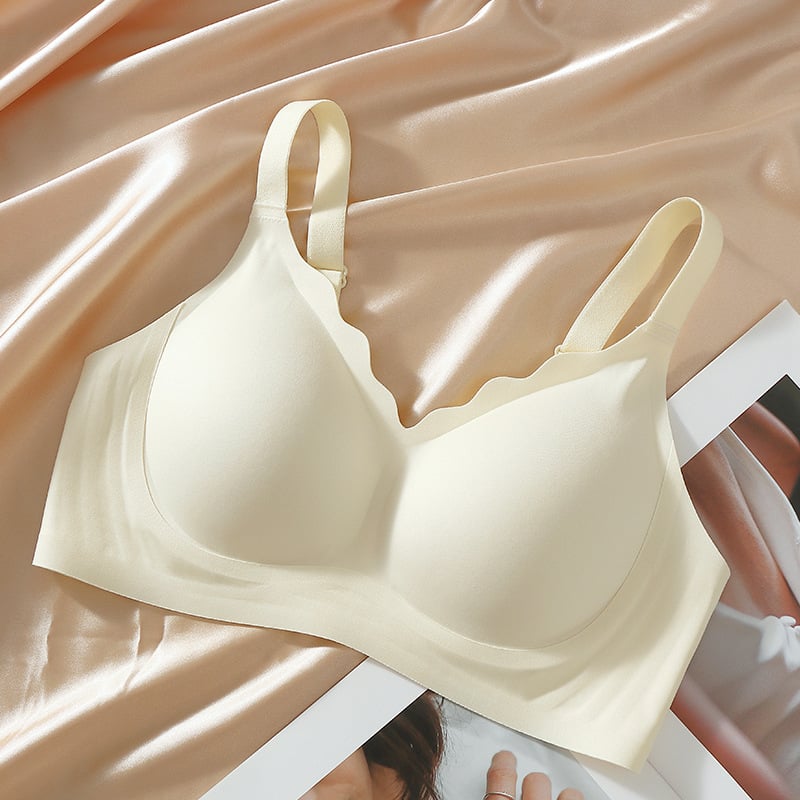Women Seamless Bras No Underwire Scalloped Push Up Bras