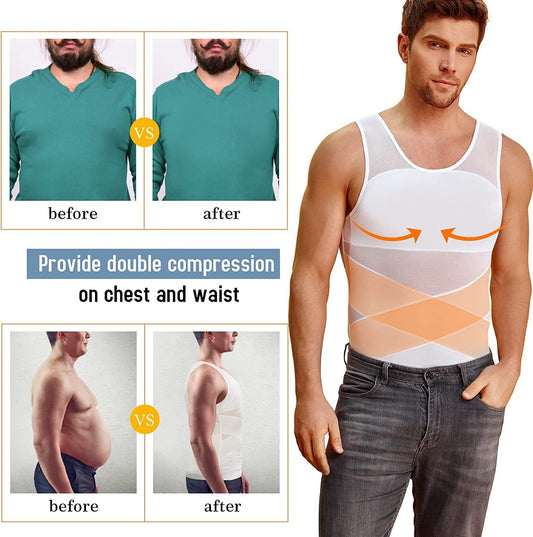 Men's Body Shaping Compression Mesh Vest Underwear Shapewear