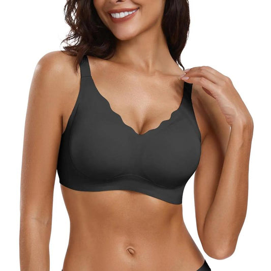 Women Seamless Bras No Underwire Scalloped Push Up Bras