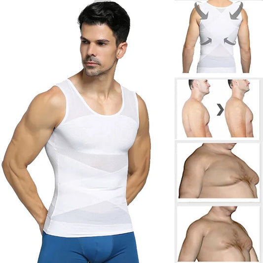 Men's Body Shaping Compression Mesh Vest Underwear Shapewear