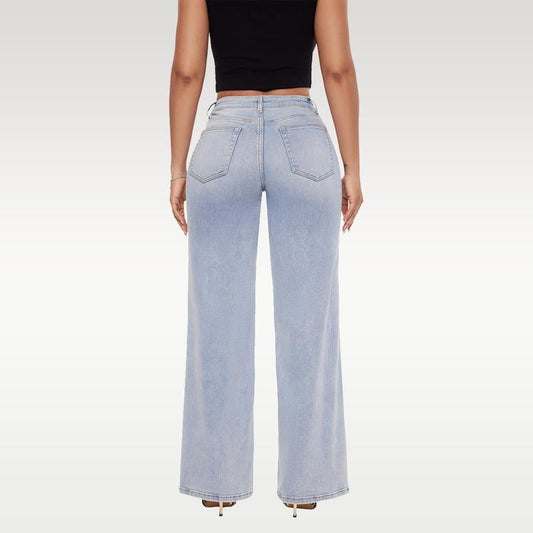 High Rise Vintage Wash High-waisted Top Straight Leg Jeans
