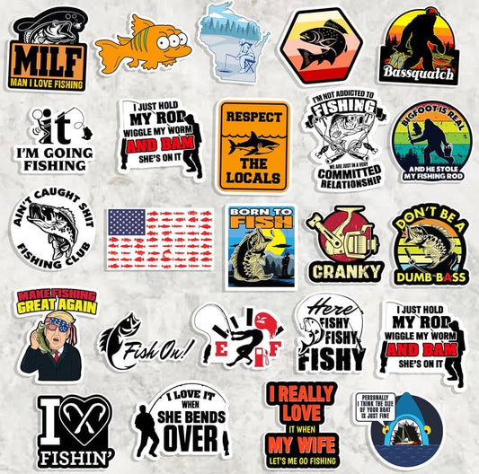 120 PCS Funny Fishing Stickers